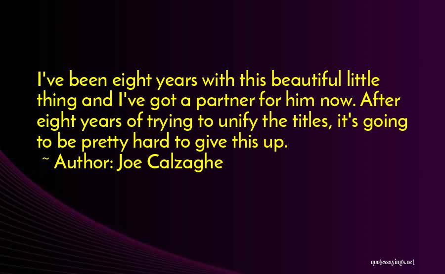 Joe Calzaghe Quotes: I've Been Eight Years With This Beautiful Little Thing And I've Got A Partner For Him Now. After Eight Years