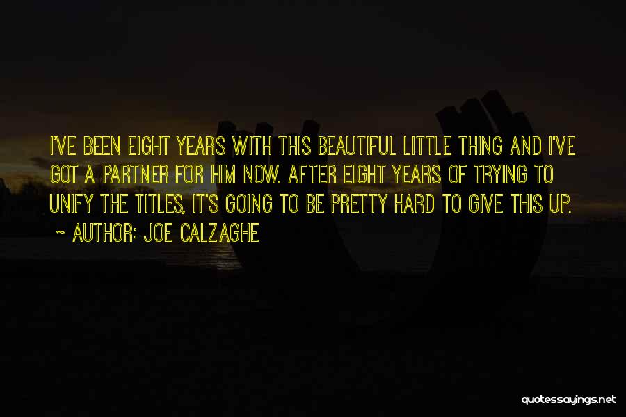 Joe Calzaghe Quotes: I've Been Eight Years With This Beautiful Little Thing And I've Got A Partner For Him Now. After Eight Years
