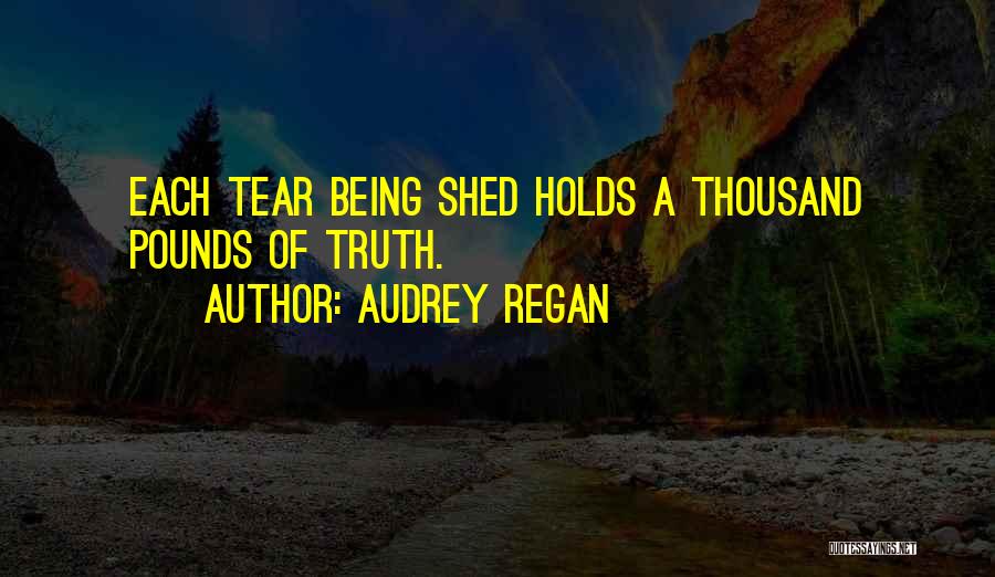 Audrey Regan Quotes: Each Tear Being Shed Holds A Thousand Pounds Of Truth.