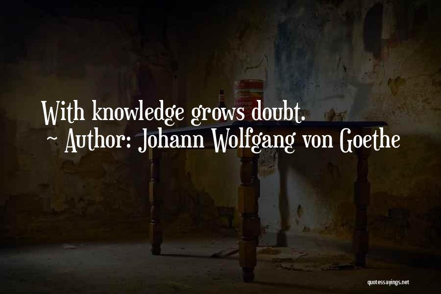 Johann Wolfgang Von Goethe Quotes: With Knowledge Grows Doubt.