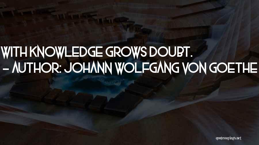 Johann Wolfgang Von Goethe Quotes: With Knowledge Grows Doubt.