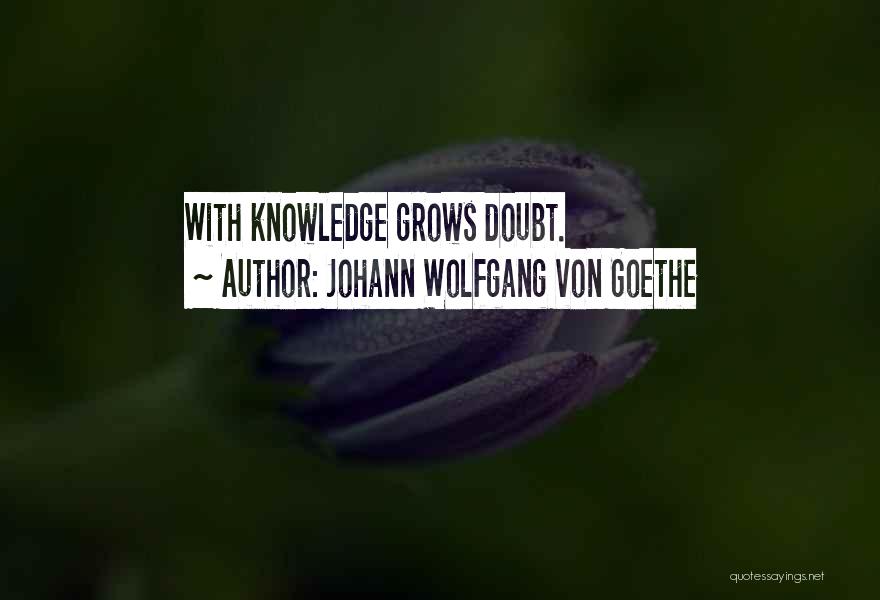 Johann Wolfgang Von Goethe Quotes: With Knowledge Grows Doubt.