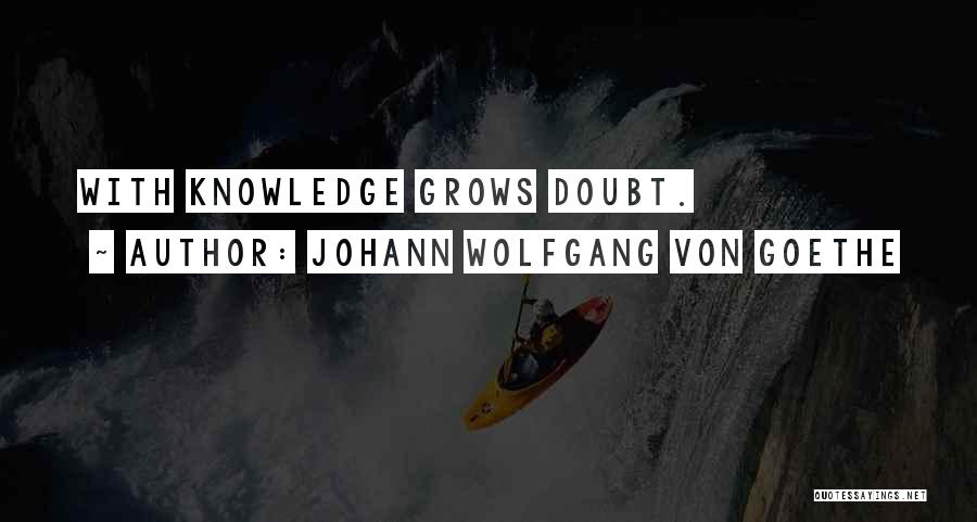 Johann Wolfgang Von Goethe Quotes: With Knowledge Grows Doubt.