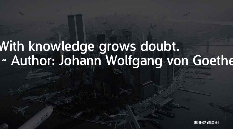 Johann Wolfgang Von Goethe Quotes: With Knowledge Grows Doubt.