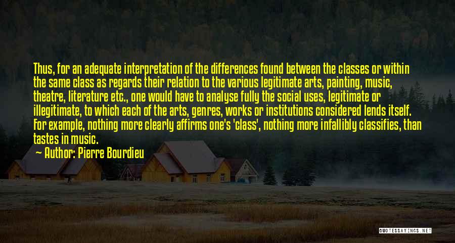 Pierre Bourdieu Quotes: Thus, For An Adequate Interpretation Of The Differences Found Between The Classes Or Within The Same Class As Regards Their