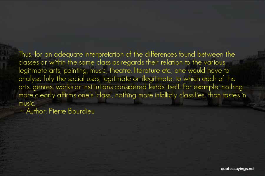 Pierre Bourdieu Quotes: Thus, For An Adequate Interpretation Of The Differences Found Between The Classes Or Within The Same Class As Regards Their