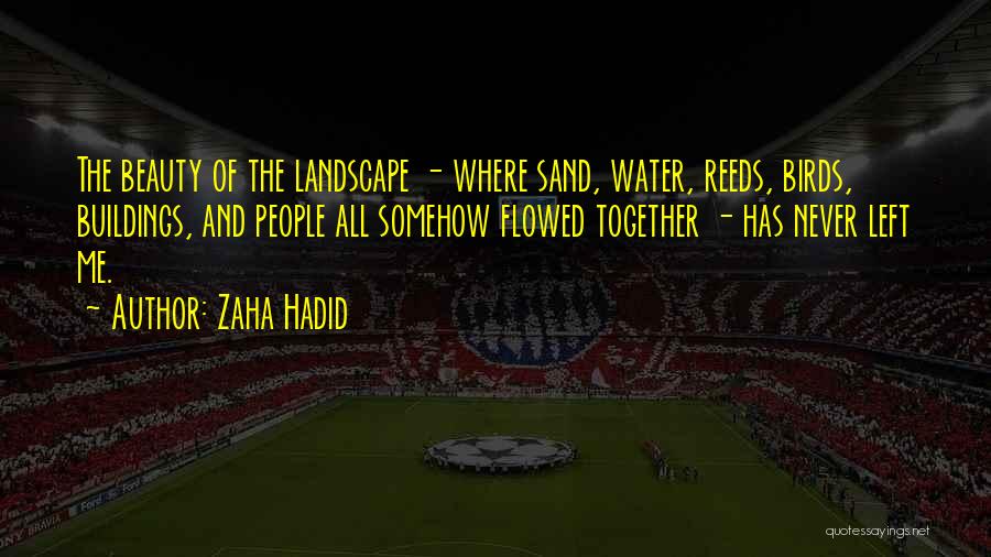 Zaha Hadid Quotes: The Beauty Of The Landscape - Where Sand, Water, Reeds, Birds, Buildings, And People All Somehow Flowed Together - Has