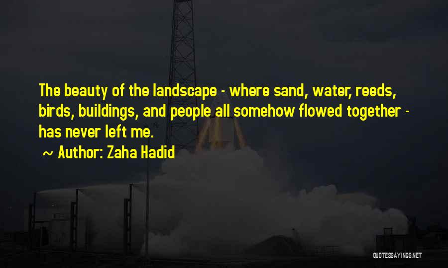 Zaha Hadid Quotes: The Beauty Of The Landscape - Where Sand, Water, Reeds, Birds, Buildings, And People All Somehow Flowed Together - Has