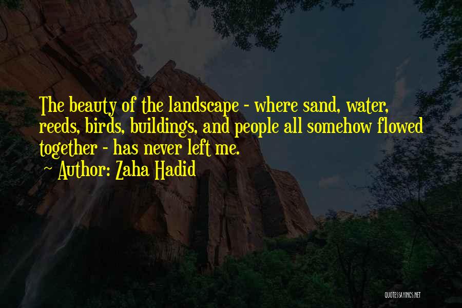 Zaha Hadid Quotes: The Beauty Of The Landscape - Where Sand, Water, Reeds, Birds, Buildings, And People All Somehow Flowed Together - Has