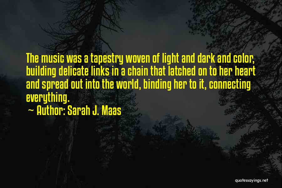 Sarah J. Maas Quotes: The Music Was A Tapestry Woven Of Light And Dark And Color, Building Delicate Links In A Chain That Latched
