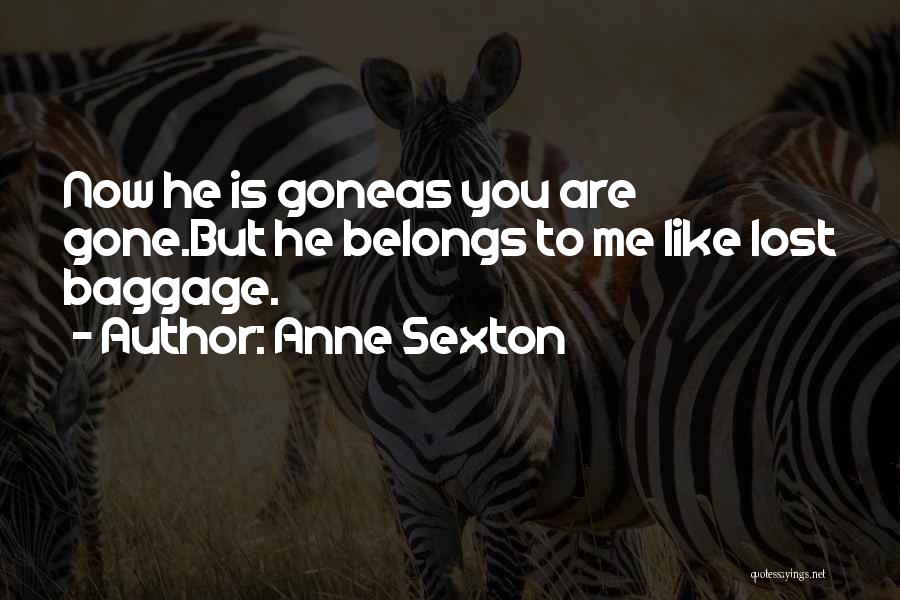 Anne Sexton Quotes: Now He Is Goneas You Are Gone.but He Belongs To Me Like Lost Baggage.