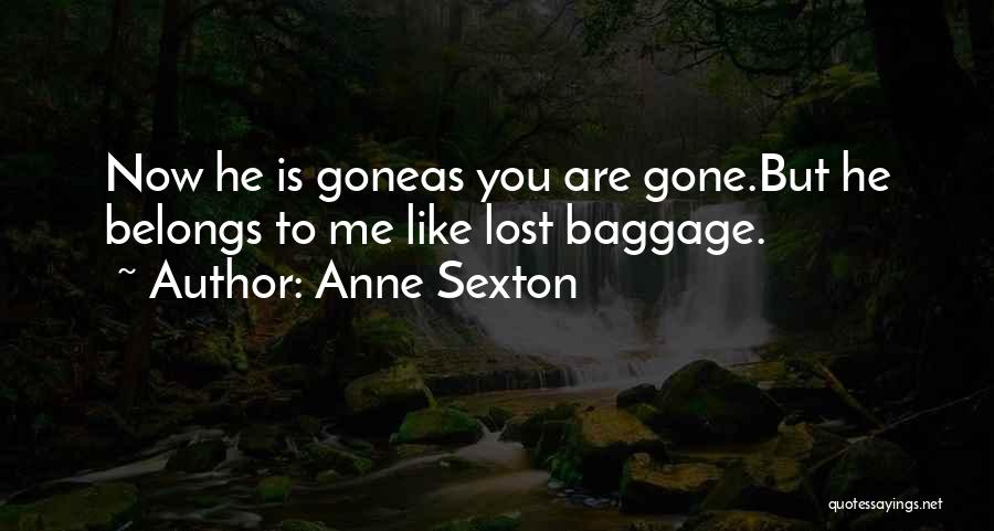 Anne Sexton Quotes: Now He Is Goneas You Are Gone.but He Belongs To Me Like Lost Baggage.