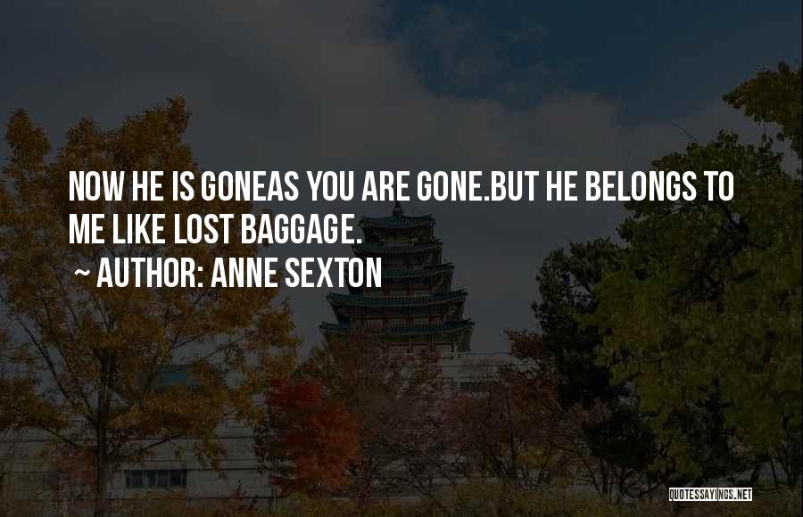 Anne Sexton Quotes: Now He Is Goneas You Are Gone.but He Belongs To Me Like Lost Baggage.