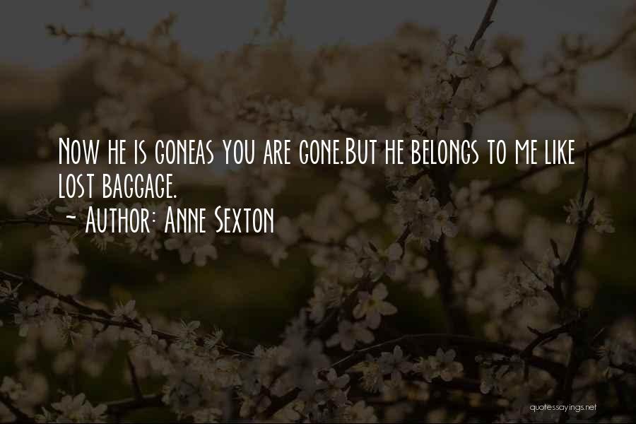 Anne Sexton Quotes: Now He Is Goneas You Are Gone.but He Belongs To Me Like Lost Baggage.