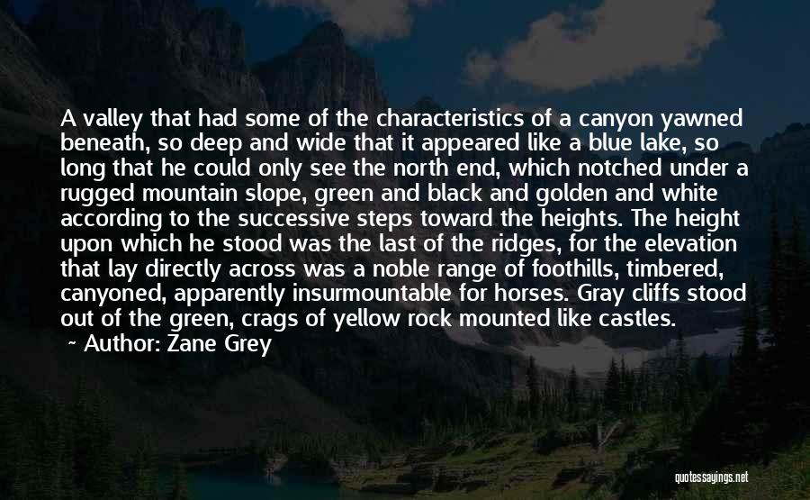 Zane Grey Quotes: A Valley That Had Some Of The Characteristics Of A Canyon Yawned Beneath, So Deep And Wide That It Appeared