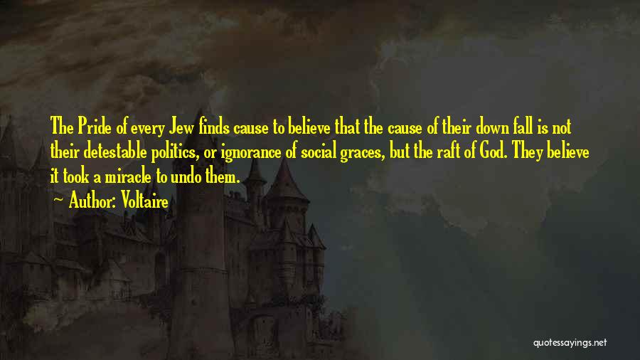 Voltaire Quotes: The Pride Of Every Jew Finds Cause To Believe That The Cause Of Their Down Fall Is Not Their Detestable