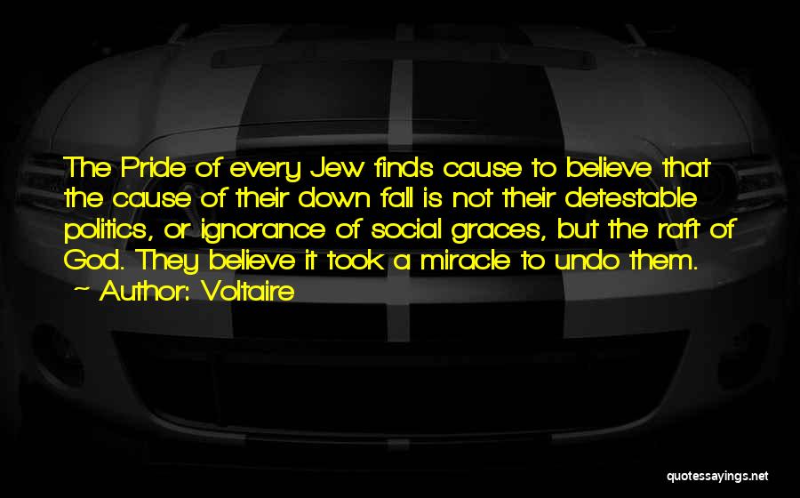 Voltaire Quotes: The Pride Of Every Jew Finds Cause To Believe That The Cause Of Their Down Fall Is Not Their Detestable