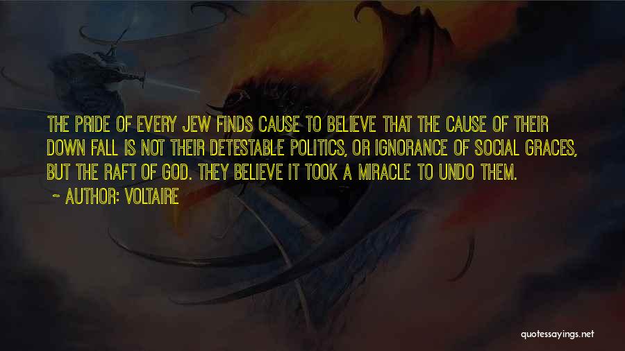 Voltaire Quotes: The Pride Of Every Jew Finds Cause To Believe That The Cause Of Their Down Fall Is Not Their Detestable
