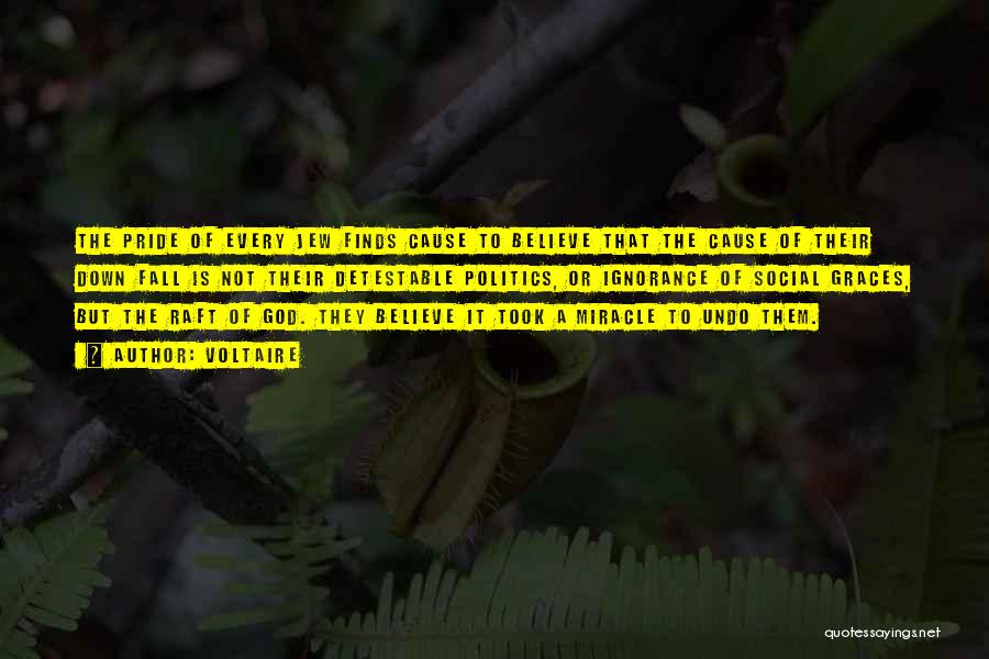 Voltaire Quotes: The Pride Of Every Jew Finds Cause To Believe That The Cause Of Their Down Fall Is Not Their Detestable
