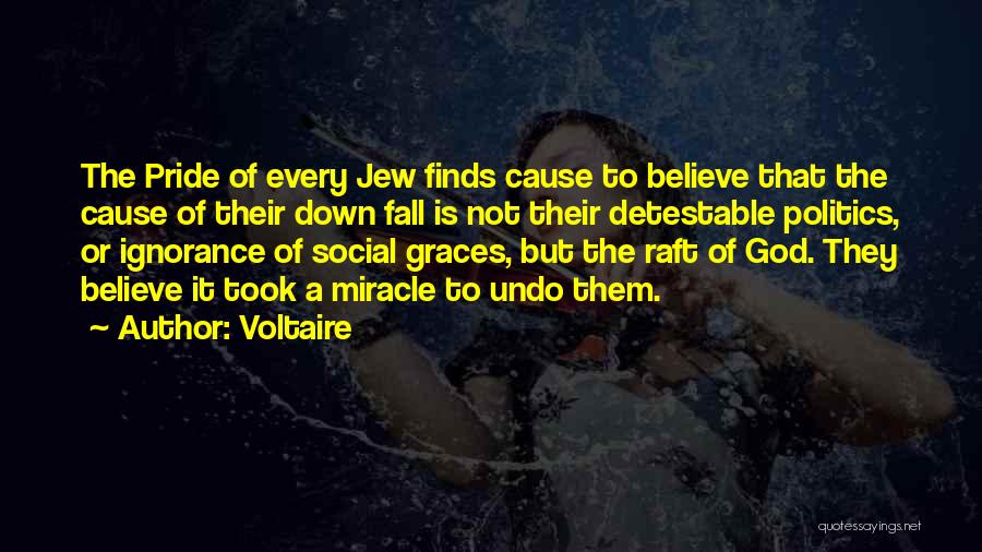 Voltaire Quotes: The Pride Of Every Jew Finds Cause To Believe That The Cause Of Their Down Fall Is Not Their Detestable