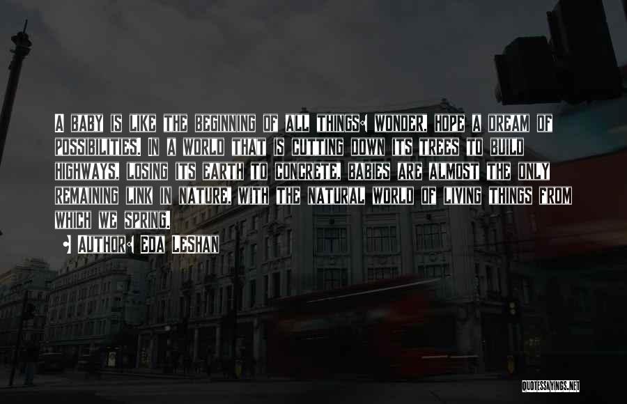 Eda LeShan Quotes: A Baby Is Like The Beginning Of All Things: Wonder, Hope A Dream Of Possibilities. In A World That Is