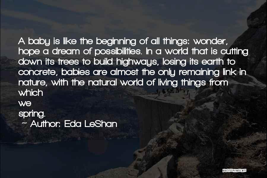 Eda LeShan Quotes: A Baby Is Like The Beginning Of All Things: Wonder, Hope A Dream Of Possibilities. In A World That Is