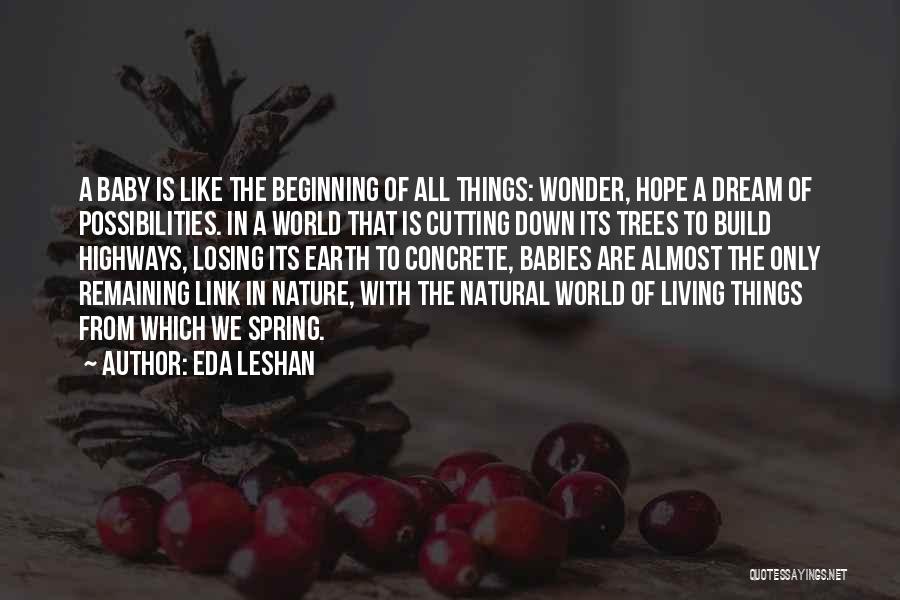 Eda LeShan Quotes: A Baby Is Like The Beginning Of All Things: Wonder, Hope A Dream Of Possibilities. In A World That Is