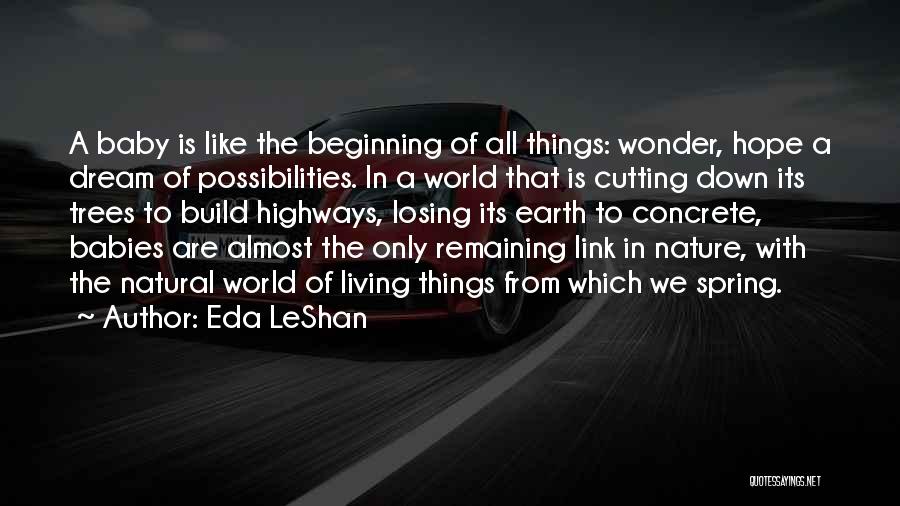 Eda LeShan Quotes: A Baby Is Like The Beginning Of All Things: Wonder, Hope A Dream Of Possibilities. In A World That Is