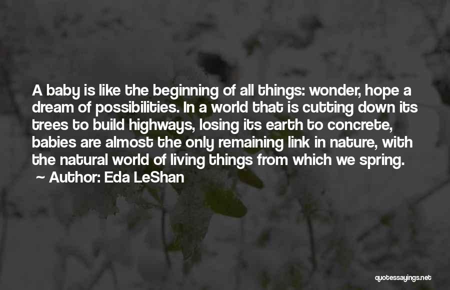 Eda LeShan Quotes: A Baby Is Like The Beginning Of All Things: Wonder, Hope A Dream Of Possibilities. In A World That Is