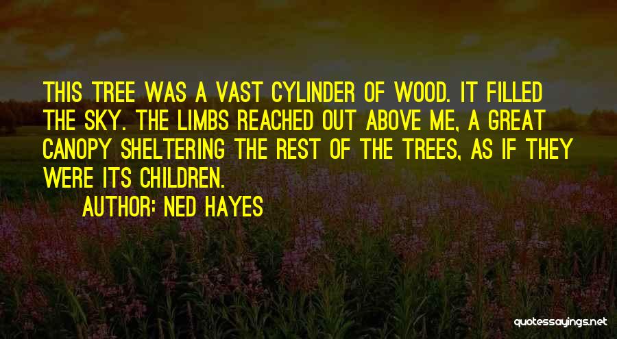 Ned Hayes Quotes: This Tree Was A Vast Cylinder Of Wood. It Filled The Sky. The Limbs Reached Out Above Me, A Great