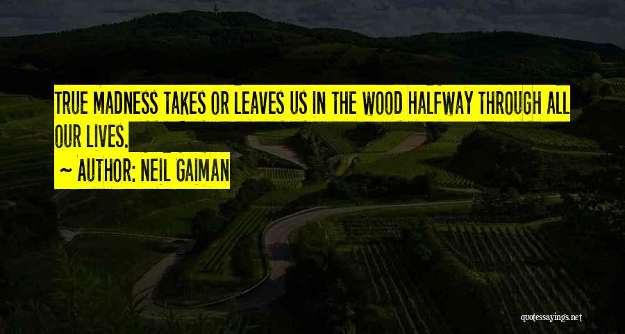 Neil Gaiman Quotes: True Madness Takes Or Leaves Us In The Wood Halfway Through All Our Lives.