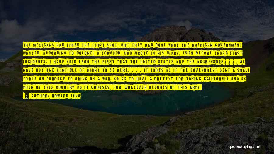 Howard Zinn Quotes: The Mexicans Had Fired The First Shot. But They Had Done What The American Government Wanted, According To Colonel Hitchcock,