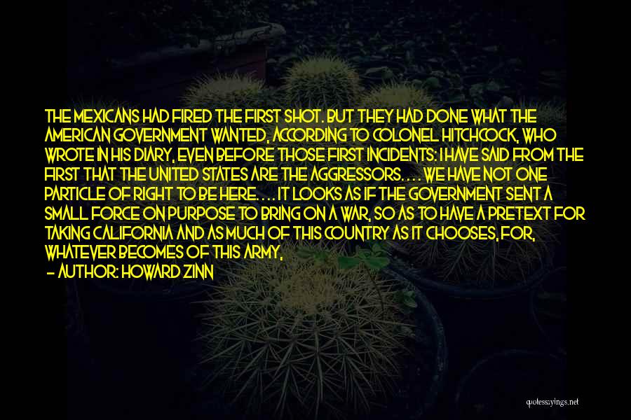 Howard Zinn Quotes: The Mexicans Had Fired The First Shot. But They Had Done What The American Government Wanted, According To Colonel Hitchcock,