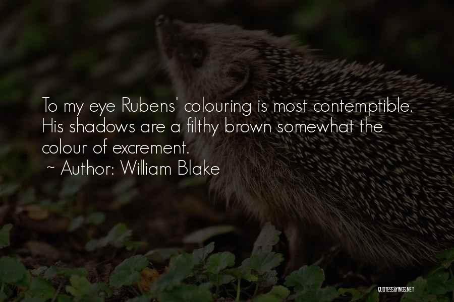 William Blake Quotes: To My Eye Rubens' Colouring Is Most Contemptible. His Shadows Are A Filthy Brown Somewhat The Colour Of Excrement.