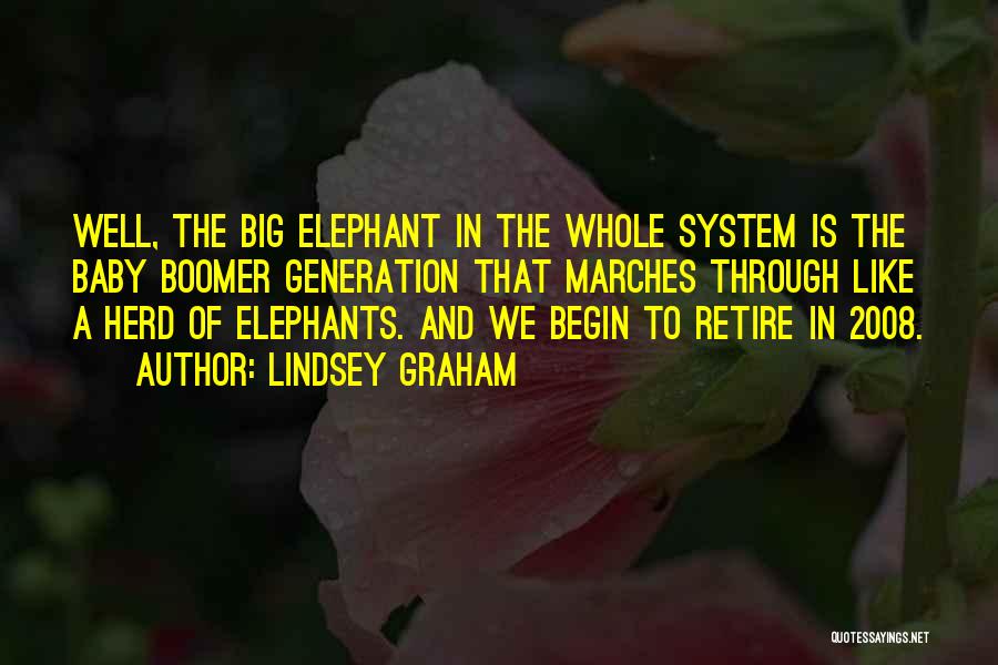 Lindsey Graham Quotes: Well, The Big Elephant In The Whole System Is The Baby Boomer Generation That Marches Through Like A Herd Of
