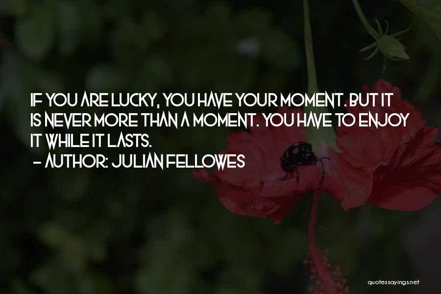 Julian Fellowes Quotes: If You Are Lucky, You Have Your Moment. But It Is Never More Than A Moment. You Have To Enjoy