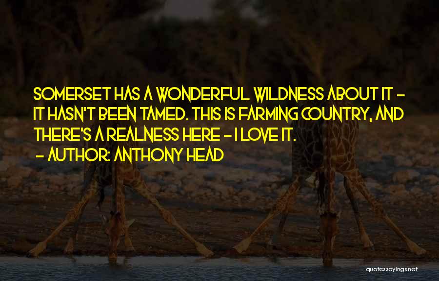 Anthony Head Quotes: Somerset Has A Wonderful Wildness About It - It Hasn't Been Tamed. This Is Farming Country, And There's A Realness