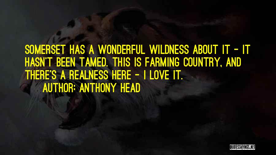 Anthony Head Quotes: Somerset Has A Wonderful Wildness About It - It Hasn't Been Tamed. This Is Farming Country, And There's A Realness