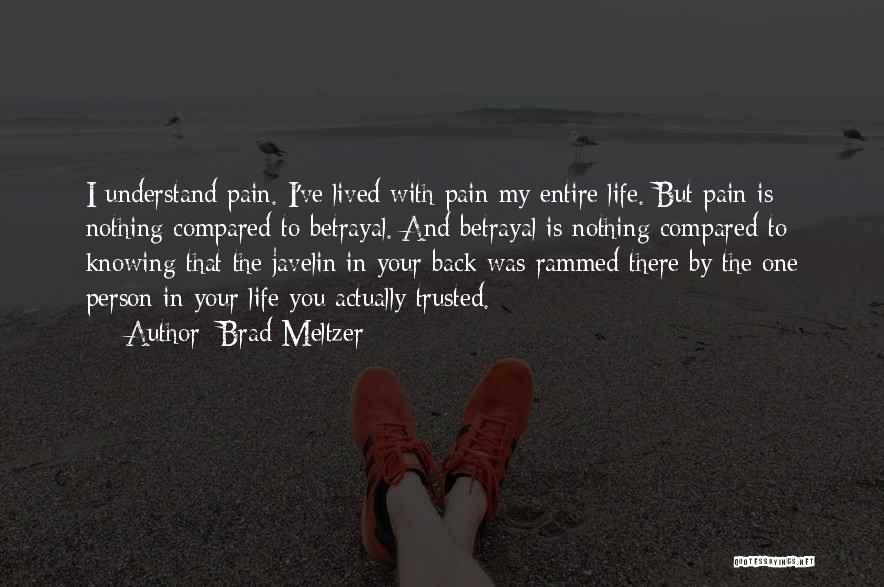 Brad Meltzer Quotes: I Understand Pain. I've Lived With Pain My Entire Life. But Pain Is Nothing Compared To Betrayal. And Betrayal Is