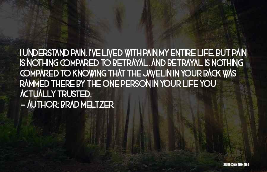 Brad Meltzer Quotes: I Understand Pain. I've Lived With Pain My Entire Life. But Pain Is Nothing Compared To Betrayal. And Betrayal Is