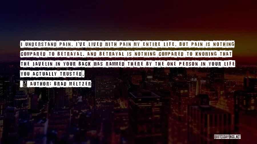 Brad Meltzer Quotes: I Understand Pain. I've Lived With Pain My Entire Life. But Pain Is Nothing Compared To Betrayal. And Betrayal Is