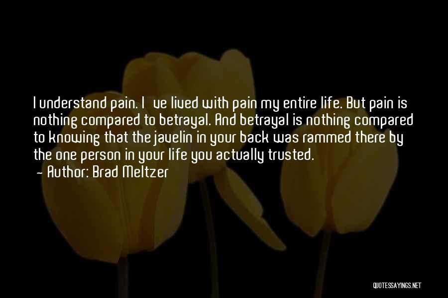 Brad Meltzer Quotes: I Understand Pain. I've Lived With Pain My Entire Life. But Pain Is Nothing Compared To Betrayal. And Betrayal Is