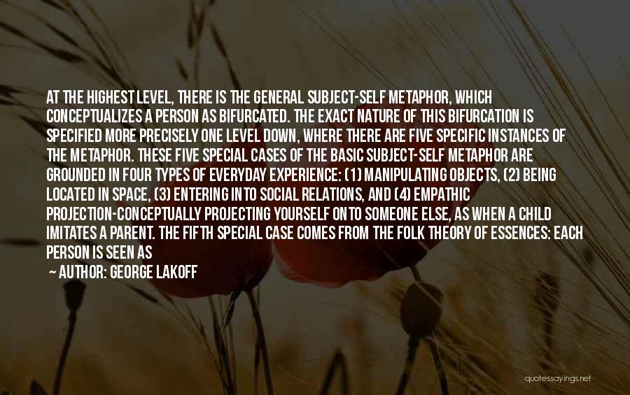 George Lakoff Quotes: At The Highest Level, There Is The General Subject-self Metaphor, Which Conceptualizes A Person As Bifurcated. The Exact Nature Of