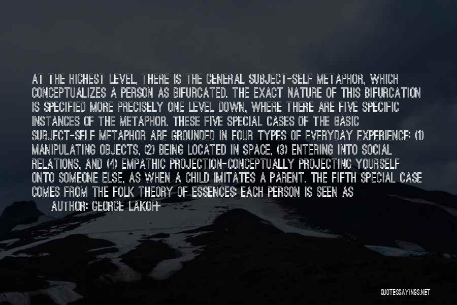 George Lakoff Quotes: At The Highest Level, There Is The General Subject-self Metaphor, Which Conceptualizes A Person As Bifurcated. The Exact Nature Of