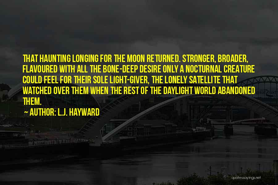 L.J. Hayward Quotes: That Haunting Longing For The Moon Returned. Stronger, Broader, Flavoured With All The Bone-deep Desire Only A Nocturnal Creature Could