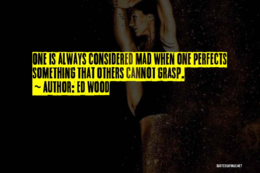 Ed Wood Quotes: One Is Always Considered Mad When One Perfects Something That Others Cannot Grasp.