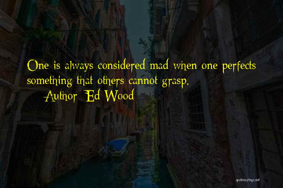 Ed Wood Quotes: One Is Always Considered Mad When One Perfects Something That Others Cannot Grasp.