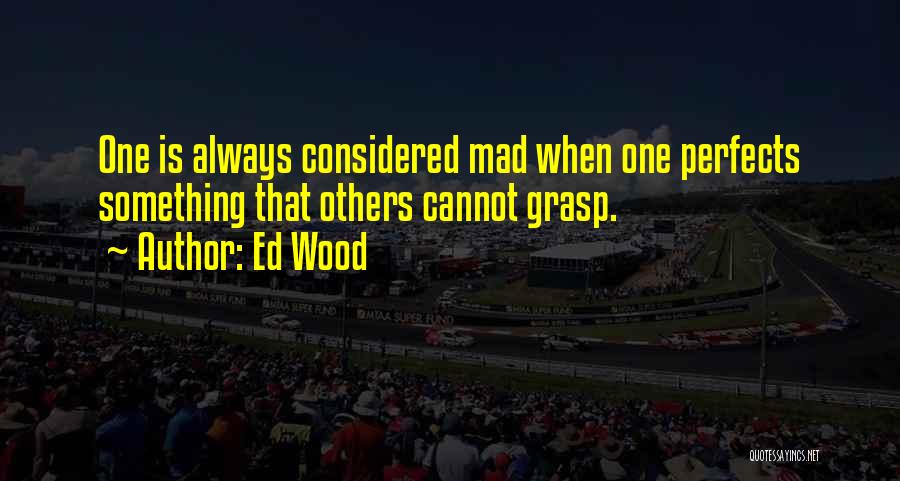 Ed Wood Quotes: One Is Always Considered Mad When One Perfects Something That Others Cannot Grasp.