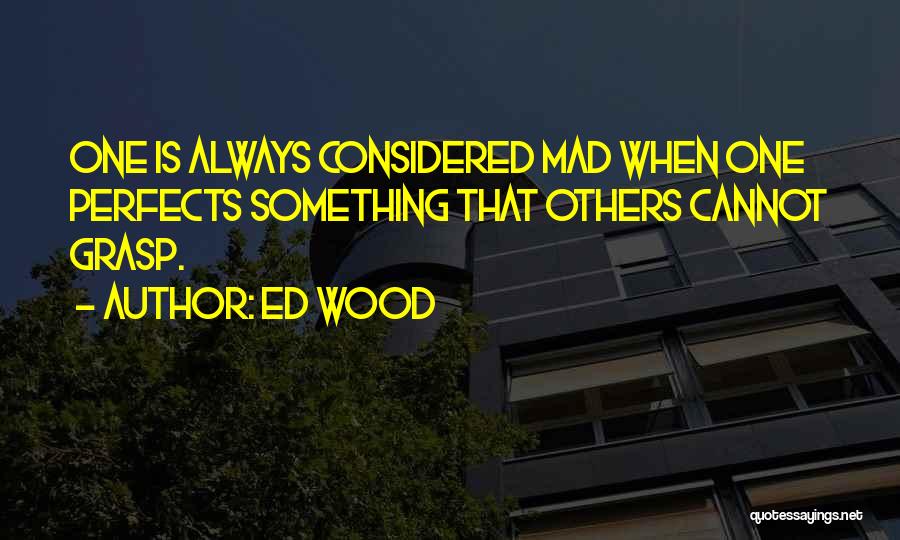 Ed Wood Quotes: One Is Always Considered Mad When One Perfects Something That Others Cannot Grasp.