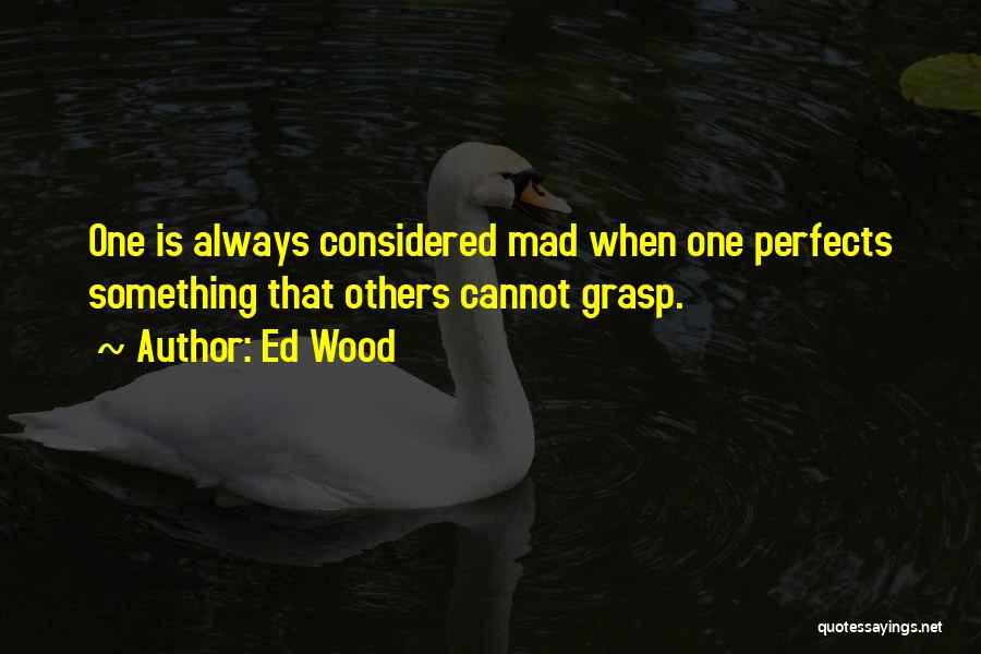 Ed Wood Quotes: One Is Always Considered Mad When One Perfects Something That Others Cannot Grasp.